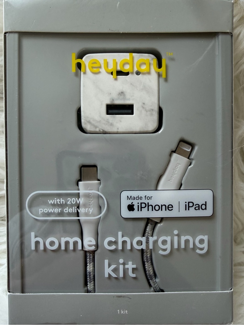 heyday Gray Charging Kit with Braided Lightning Cable